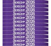 12 Pack Senior Sash 2026, Silver Glitter Purple Satin Finally Graduated Senior Cheerleader Sashes for Class of 2026 Graduation Party Supplies, Purple Silver