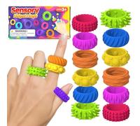 12 Pack Sensory Rings Kids Fidget Ring,Fidget Rings,Anxiety & Stress Relief Finger Toys For Kids Focus & Sensory Stimulation Quiet Fidgets Against Anxiety in the Classroom