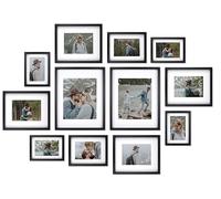12 Pack Shadow Box Style Gallery Wall Frame Set - Deep Photo Frame Set with Mat for 8x10, 5x7 and 4x6 - Multiple Sizes Picture Frame Set for Wall Collage - Assorted Picture Frames for Wall (Black)