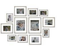 12 Pack Shadow Box Style Gallery Wall Frame Set - Deep Photo Frame Set with Mat for 8x10, 5x7 and 4x6 - Multiple Sizes Picture Frame Set for Wall Collage - Assorted Picture Frames for Wall (Gray)