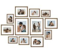 12 Pack Shadow Box Style Gallery Wall Frame Set -Rustic Photo Frame Set with Mat for 8x10, 5x7 and 4x6-Multiple Sizes Picture Frame Set for Wall Collage-Farmhouse Assorted Deep Picture Frames(Walnut)
