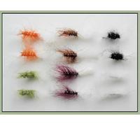 12 Pack Shipman Buzzer - Mixed Colours, Choice of Sizes, Fly Fishing (12, 12)