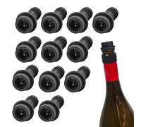12-Pack Silicone Wine Stoppers - Vacuum Seal Wine Savers & Preservers - Reusable Bottle Sealers to Keep Wine Fresh (Black, Universal Fit for Most Bottles) - Gift for Wine Lovers