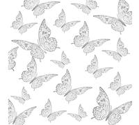 12-Pack Silver Butterfly Cake Toppers - 3D Folding Butterfly Cupcake Decorations - Elegant Glitter Party Supplies for Birthday, Wedding & Baby Shower