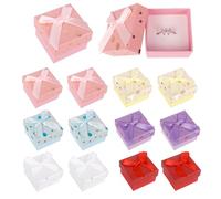 12 Pack Small Jewellery Gift Boxes for Presents, 2× 2× 1.38 inches Assorted Colour Ring Earring Gift Boxes Bulk(6 Colors 03)