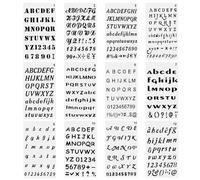 12 Pack Small Letter Stencils, 4x7 Inch Stencils Letters, Calligraphy Stencil, Reusable Plastic Alphabet Stencil for Journaling, Wood Painting, Scrapbook Decor DIY Crafts