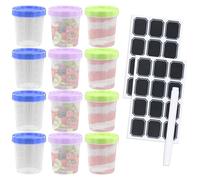 12 Pack Small Plastic Containers with Lids, 120ml/ 4oz with Snack Pots with 2pcs Stickers and Marker, Leakproof, Airtight, Reusable Plastic Pots for Food, Meal Prep, Sauce, Snack