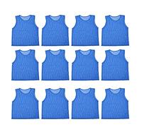 12 Pack Soccer Training Vests | Breathable Scrimmage Jerseys for Adults | Lightweight Football Practice Vest / Outdoor Sports Gear | High Visibility Colors, Machine Washable (Dark blue adult model)