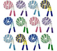 12 Pack Soft Beaded Jump Rope All Purpose, PVC Adjustable Skipping Rope - Versatile Tangle-Free Segmented Jump Rope for Exercise, Cardio Fitness, Keeping Fit, Training(9.2 Feet)