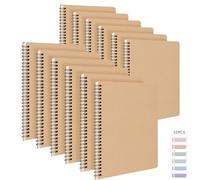12 Pack Spiral Notebook with 10 Pieces Sticky Tabs, A5 Lined Notebooks 120 Pages, Hardcover Notebook for Women Men, Spiral Notepad, 14.8x21cm / 5.8x8.3", Lined Paper for Work, School, Office（Brown）