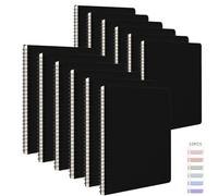 12 Pack Spiral Notebook with 10 Pieces Sticky Tabs, A5 Lined Notebooks 120 Pages, Hardcover Notebook for Women Men, Spiral Notepad, 14.8x21cm / 5.8x8.3", Lined Paper for Work, School, Office (Black)