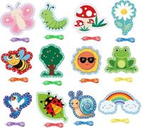12 Pack Springtime Lacing Cards Double Sided Sewing Cards with Colorful Laces Lacing for Develops Hand-Eye Coordination & Fine Motor Skill