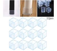 12 Pack Square Chair Leg Protectors Essential for Flooring Safety and Noise Reduction (35x35mm)
