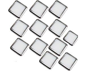 12 Pack | Square LED Mini Plinth Light & Driver Kit | Stainless Steel & Warm White | Bathrooms & Kitchen Skirting Kickboard Spot Lights | Recessed/Flush Cabinet Counter Panel Lighting | Loops
