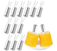 12 Pack Stainless Steel Corn on the Cob Forks, Reusable Sweetcorn Holders Skewers, Durable Kitchen Accessories for BBQ, Camping, Picnics & Home Parties