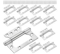 12 Pack Stainless Steel Door Hinge, 4 Inch Internal Door Hinge Polished Chrome Ball Bearing Hinges with Screws, Heavy Duty Small Flush Hinges for Cabinet Closet Furniture DIY (Silver)