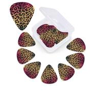12 Pack Star leopard print Guitar Picks with Organizer Storage Box, 3 Different Thickness Celluloid Guitar Pick Abstract Art Pics Plectrum for Acoustic Electric Guitar, Ukulele, Bass