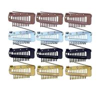12-Pack Strong Stainless Steel Chunni Clips, Multi-Color Wig Holder Wig Hair Comb, Ten Teeth Design for Enhanced Grip, With Safety Pin, Easy to Use Dupatta, Bandana and Tikka