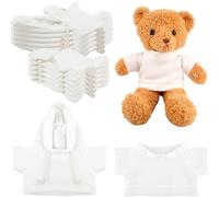 12 Pack Stuffed Bear Toy White Clothing Sublimation Blank Bear Clothes Include 6 Pcs Blank Hoodie Bear Tee Shirt and 6 Pcs Blank Shirt Doll T Shirts for 15 Inch Stuffed Bears Dolls DIY