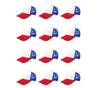 12 Pack Sublimation Hats for Men Blank Trucker Hats Bulk Snapback Mesh Women Baseball Caps DIY Custom 18 Colors, Red White Blue, 0-8