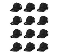 12 Pack Sublimation Hats for Men Blank Trucker Hats Bulk Snapback Mesh Women Baseball Caps DIY Custom 18 Colors, Pure Black, 0-8