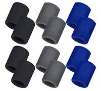 12 Pack Sweatbands Sports Wristband Cotton Sweat Band for Men and Women, Good for Tennis, Basketball, Running, Gym, Working Out (Black,Blue,Gray)