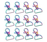 12 Pack Swivel Lobster Clasps Rainbow, Key Chain Clip Snap Hooks,D Keyring Clip for Bags, Lanyard and Puppy Chains