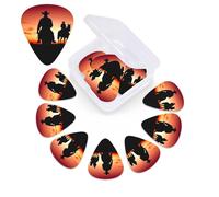 12 Pack Texas Cowboy Guitar Picks with Organizer Storage Box, 3 Different Thickness Celluloid Plectrums for Acoustic Guitar, Bass, Ukulele, Includes 0.46mm, 0.71mm, 0.96mm