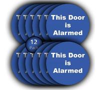 12-Pack - This Door Is Alarmed Vinyl Stickers - 85mm Waterproof - Door Security Signage