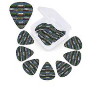 12 Pack train Cars Guitar Picks with Organizer Storage Box, 3 Different Thickness Celluloid Guitar Pick Abstract Art Pics Plectrum for Acoustic Electric Guitar, Ukulele, Bass