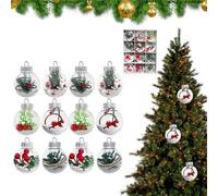 12 Pack Transparent Christmas Baubles, Christmas Tree Decorations, Decorative Hanging Ideal For The Holiday Season