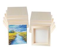 12 Pack Unfinished Wooden Canvas Board 5 x 5 inch Wood Panel Boards Square Wood Panels Blank Boards for Painting, Pouring, Burning, Arts Use with Oils, Acrylics and DIY Craft Projects