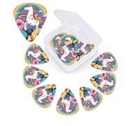 12 Pack Unicorns Doughnut Rainbow Guitar Picks with Organizer Storage Box, 3 Different Thickness Celluloid Plectrums for Acoustic Guitar, Bass, Ukulele, Includes 0.46mm, 0.71mm, 0.96mm