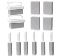 12 Pack Upgraded Pool Pumice Stones with Handles and Swimming Tile Stone Replacement Pool Cleaning Blocks with 2 White Handles for Spas Tile Grout Scrub Concrete Cleaning Supplies