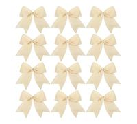 12-Pack Velvet Christmas Bows 6-Inch Vintage Red Tree Bow Ornaments For Wedding Wreath, Gift Wrapping & Party Favors(White)