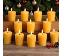 12 Pack Votive Candles 100% Beeswax Votive Candles Bulk 13-14 Hours Burn Time Smokeless Bees Wax Votive Candle Unscented Bees Wax Candles for Home Decor