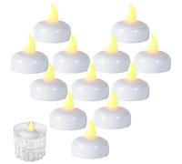 12 Pack Waterproof Flameless Floating Tealights, Warm White Battery Flickering LED Tea Lights, Floating Tea Lights, Wedding, Party, Centerpiece, Pool