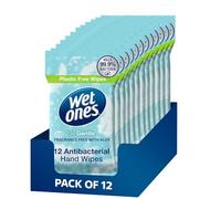 12 Pack Wet Ones Unscented Hand Wipes - 144 Wipes, Fragrance Free Biodegradable Wipes Gentle on Skin with Aloe, Plastic Free, Travel Size Hand Cleaning Wipes for Home, Office & Everyday Fresh Cleaning