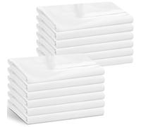 12 Pack White Bulk Flat Sheets Only Twin Size, Easy Sort Top Bed Sheet by Color-Coded Hem Threads, Soft Durable Brushed Microfiber Fabric Hotel Airbnbs Essentials for Hosts, 66"x96"
