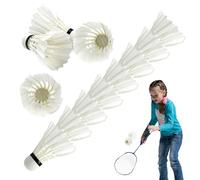 12-Pack White F-eather Badminton Shuttlecocks With High Stability Balance Durability High Speed Shuttlecocks Ball Badminton Cockshuttle For Trainers Amateurs Beginner