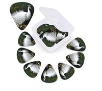 12 Pack White Peacock Guitar Picks with Organizer Storage Box, 3 Different Thickness Celluloid Guitar Pick Abstract Art Pics Plectrum for Acoustic Electric Guitar, Ukulele, Bass