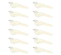 12 Pack White Simulated Feathered Doves, Realistic Foam Bird Statues for Garden Decor, Wedding Party Props and Bedroom Ornamentation, 11x4.5x5cm