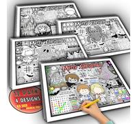 12 PACK - Wizard Christmas Colouring Activity Placemats - Kids A3 Sheets - 4 Fun Festive Designs