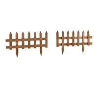 Outsunny Pack of 12 Wooden Plant Border Fence Garden Fixed Picket Fence Brown