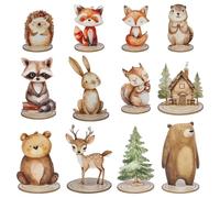 12 Pack Woodland Animals Baby Shower Decorations, Kid Forest Happy Birthday Decoration Centerpieces for Tables Woodland Nursery Animal Decor Home Office Farmhouse