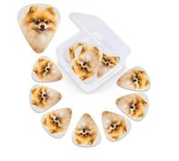 12 Pack Yellow pomeranian Guitar Picks with Organizer Storage Box, 3 Different Thickness Celluloid Plectrums for Acoustic Guitar, Bass, Ukulele, Includes 0.46mm, 0.71mm, 0.96mm