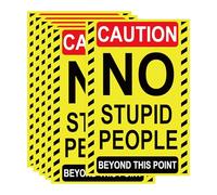 12 Pack Yellow Warning Stickers No Stupid People Allowed - 8x12 Inches Funny Warning Signs Durable Vinyl Decals for Home, Office, or Workshop Walls, Doors, and Windows