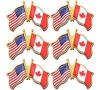 12-Pack1.6 Friendship Canada American Flag Lapel pins Bulk 1.5" Metal United States US USA CA Candian Pins Souvenir Series Gifts