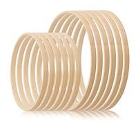 12 Packs 2 Sizes Wooden Bamboo Floral Hoop, Wooden Rings Wreath, Wooden Floral Hoop for Craft, for DIY Flower Arrangement Dreamcatcher Wedding Wreath Decoration and Wall Hanging Craft (15cm/20cm)