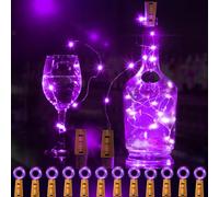 12 Packs 20 LED Wine Bottle Lights with Cork - Silver Wire Fairy String Lights Battery Operated Cork Lights for Wine Liquor Bottle,Halloween,Christmas,Birthday,Wedding Party Decor(Purple)